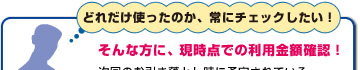 どれだけ使ったのか、常にチェックしたい!そんな方に、現時点での利用金額確認!